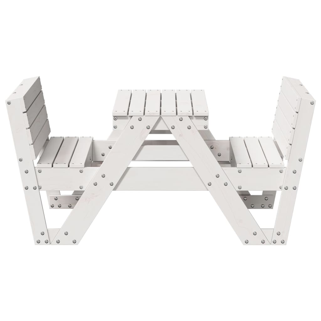 vidaXL Masă de picnic pentru copii alb 88x122x58 cm, lemn masiv de pin