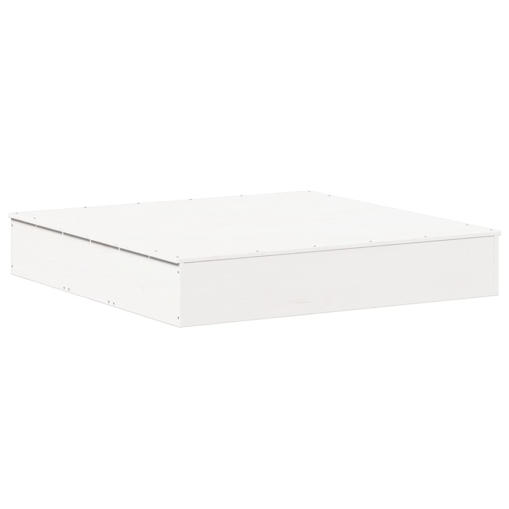 vidaXL Groapă de nisip cu capac, alb, 111x111x19,5 cm, lemn masiv pin