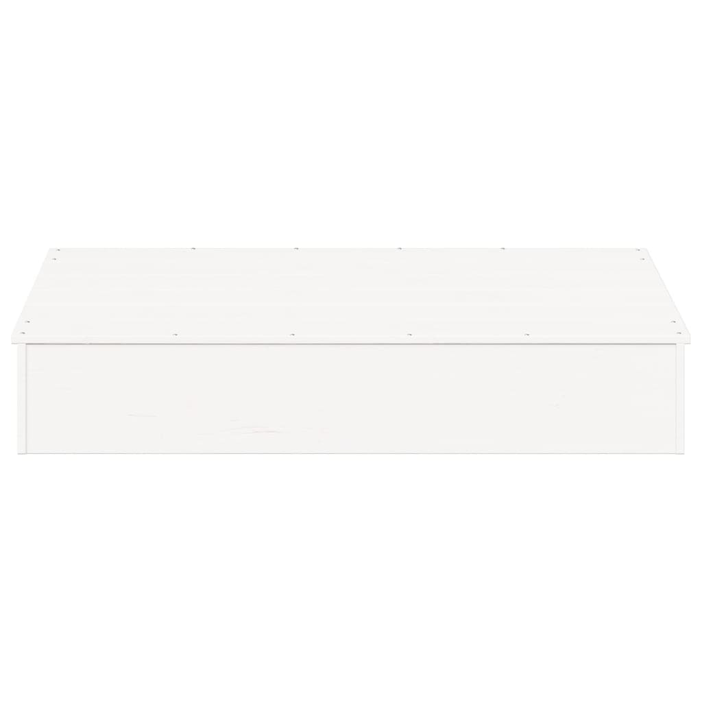 vidaXL Groapă de nisip cu capac, alb, 111x111x19,5 cm, lemn masiv pin