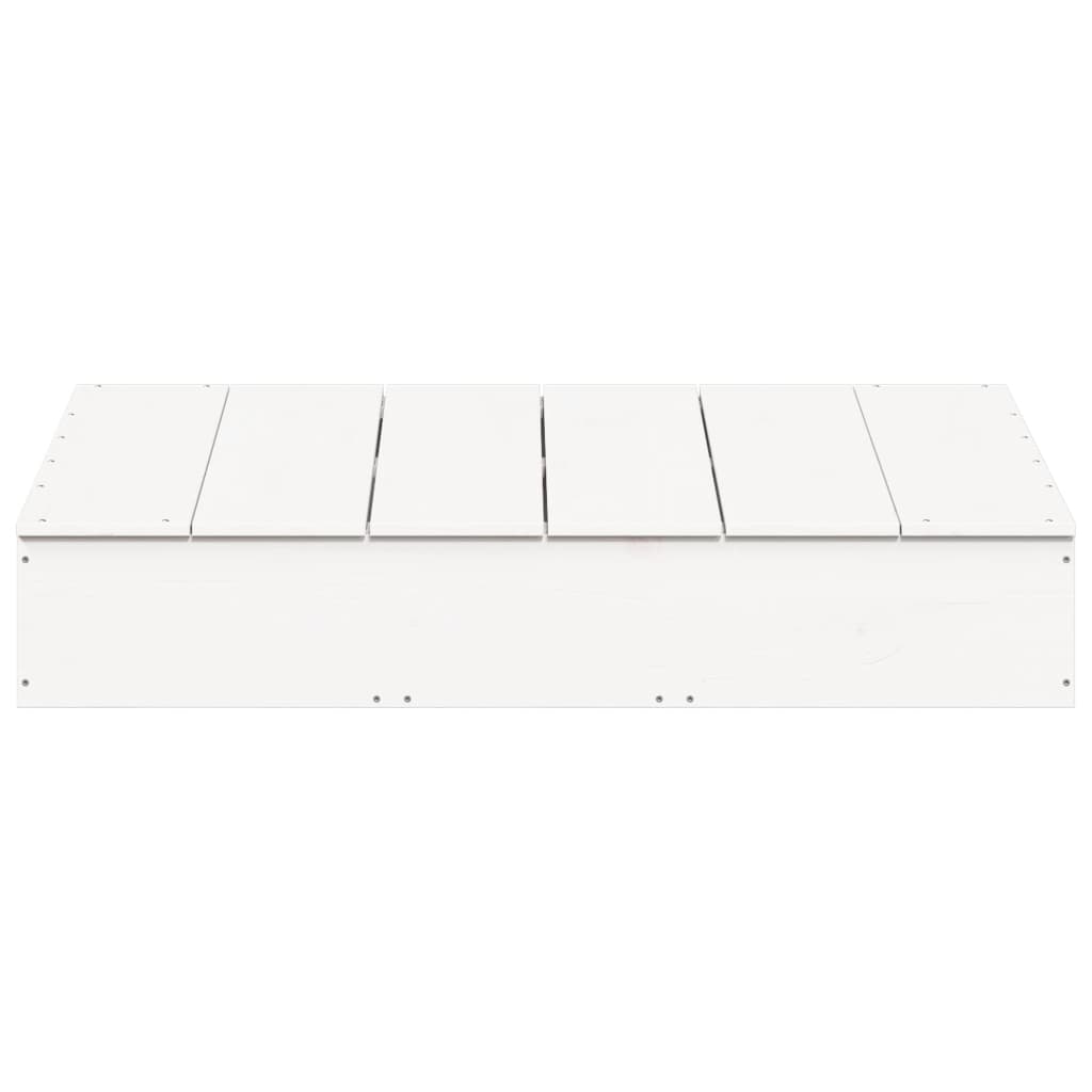vidaXL Groapă de nisip cu capac, alb, 111x111x19,5 cm, lemn masiv pin