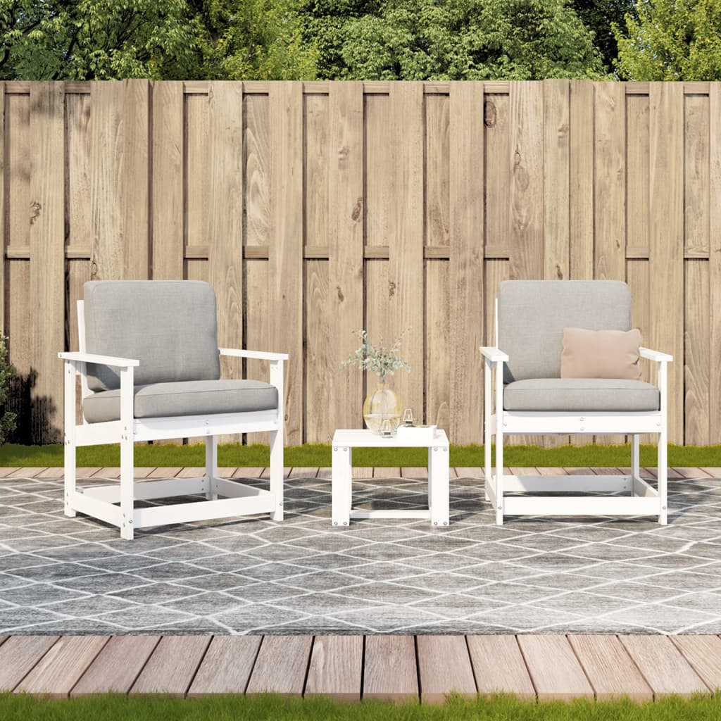 vidaXL Set mobilier de grădină, 3 piese, alb, lemn masiv de pin