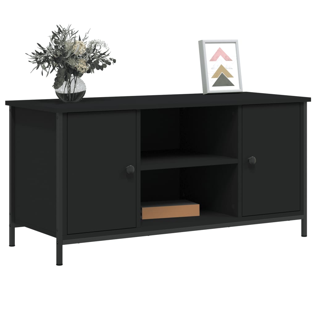vidaXL Comodă TV, negru, 100x40x50 cm, lemn prelucrat