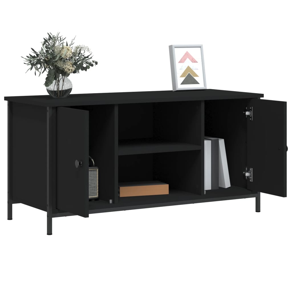 vidaXL Comodă TV, negru, 100x40x50 cm, lemn prelucrat