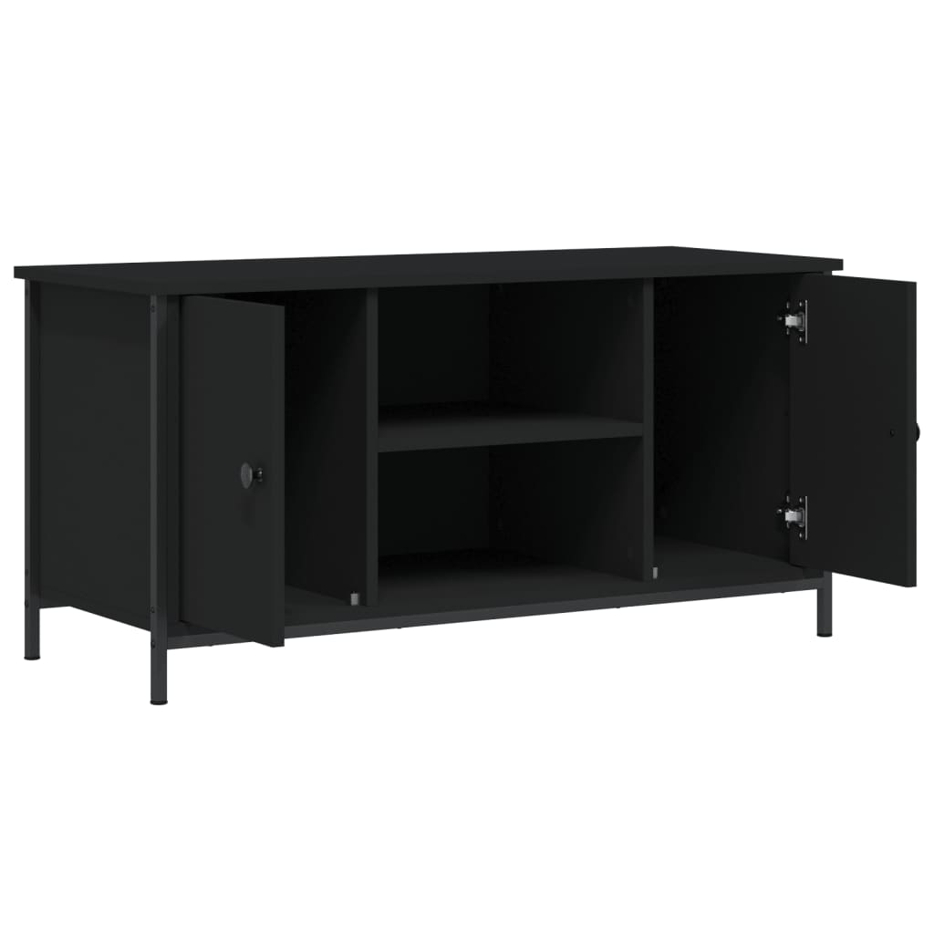 vidaXL Comodă TV, negru, 100x40x50 cm, lemn prelucrat