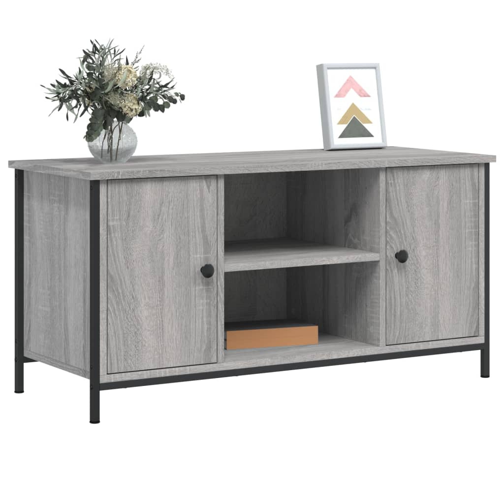 vidaXL Comodă TV, gri sonoma, 100x40x50 cm, lemn prelucrat vidaXL Comodă TV, gri sonoma, 100x40x50 cm, lemn prelucrat
