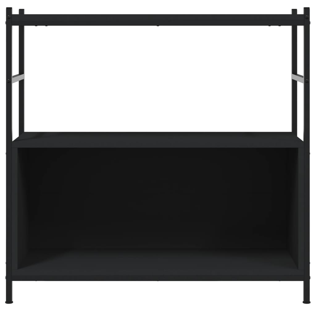 vidaXL Raft de cărți, negru, 80x30x78,5 cm, lemn prelucrat și fier vidaXL Raft de cărți, negru, 80x30x78,5 cm, lemn prelucrat și fier