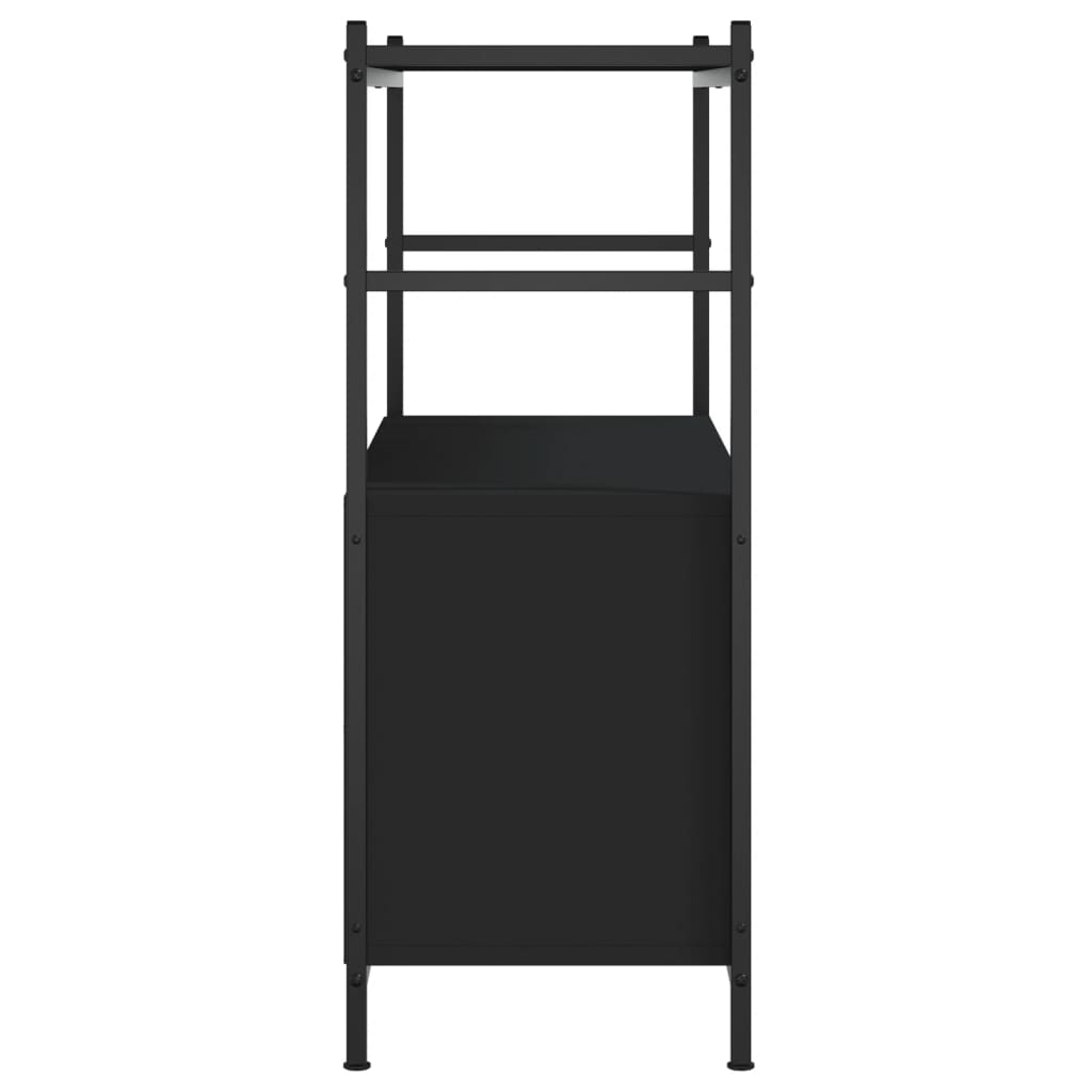 vidaXL Raft de cărți, negru, 80x30x78,5 cm, lemn prelucrat și fier vidaXL Raft de cărți, negru, 80x30x78,5 cm, lemn prelucrat și fier