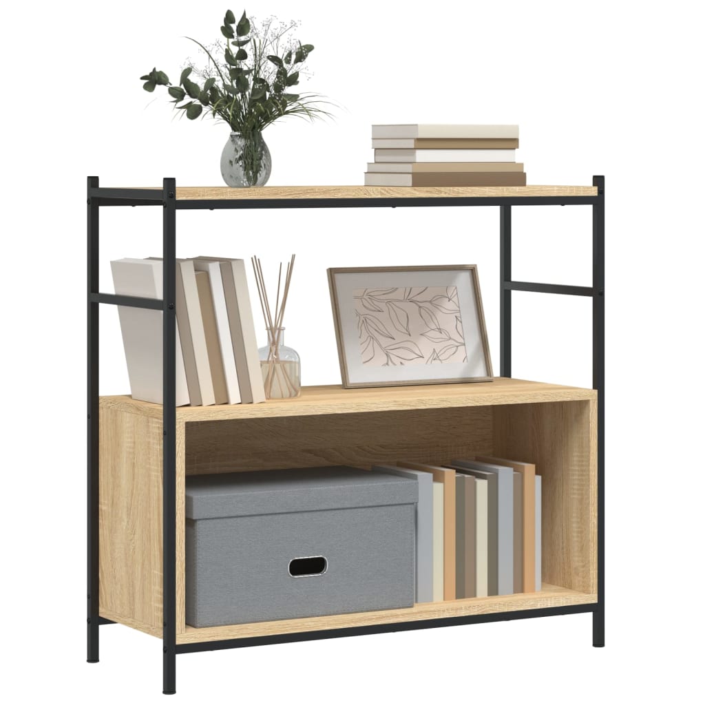 vidaXL Raft de cărți stejar sonoma 80x30x78,5cm lemn prelucrat și fier vidaXL Raft de cărți stejar sonoma 80x30x78,5cm lemn prelucrat și fier