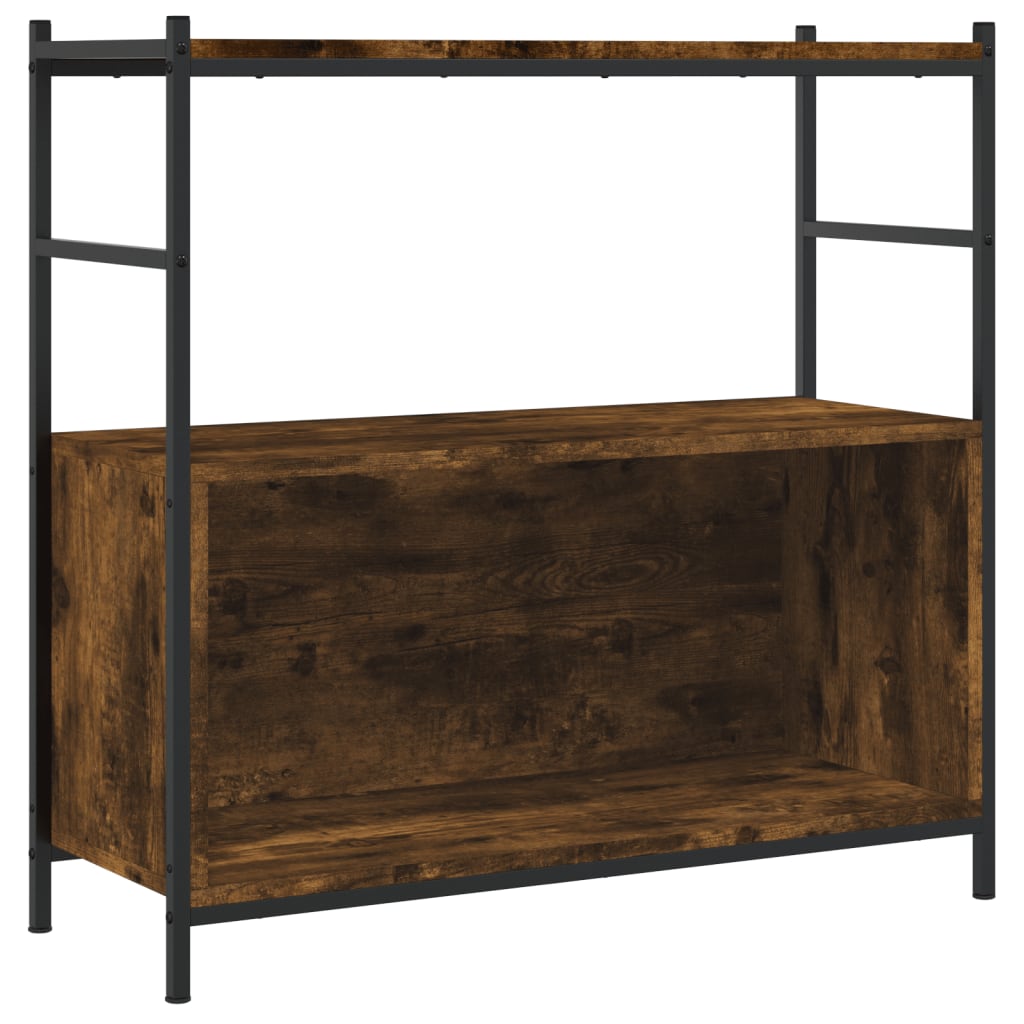 vidaXL Raft de cărți stejar afumat 80x30x78,5cm lemn prelucrat și fier vidaXL Raft de cărți stejar afumat 80x30x78,5cm lemn prelucrat și fier