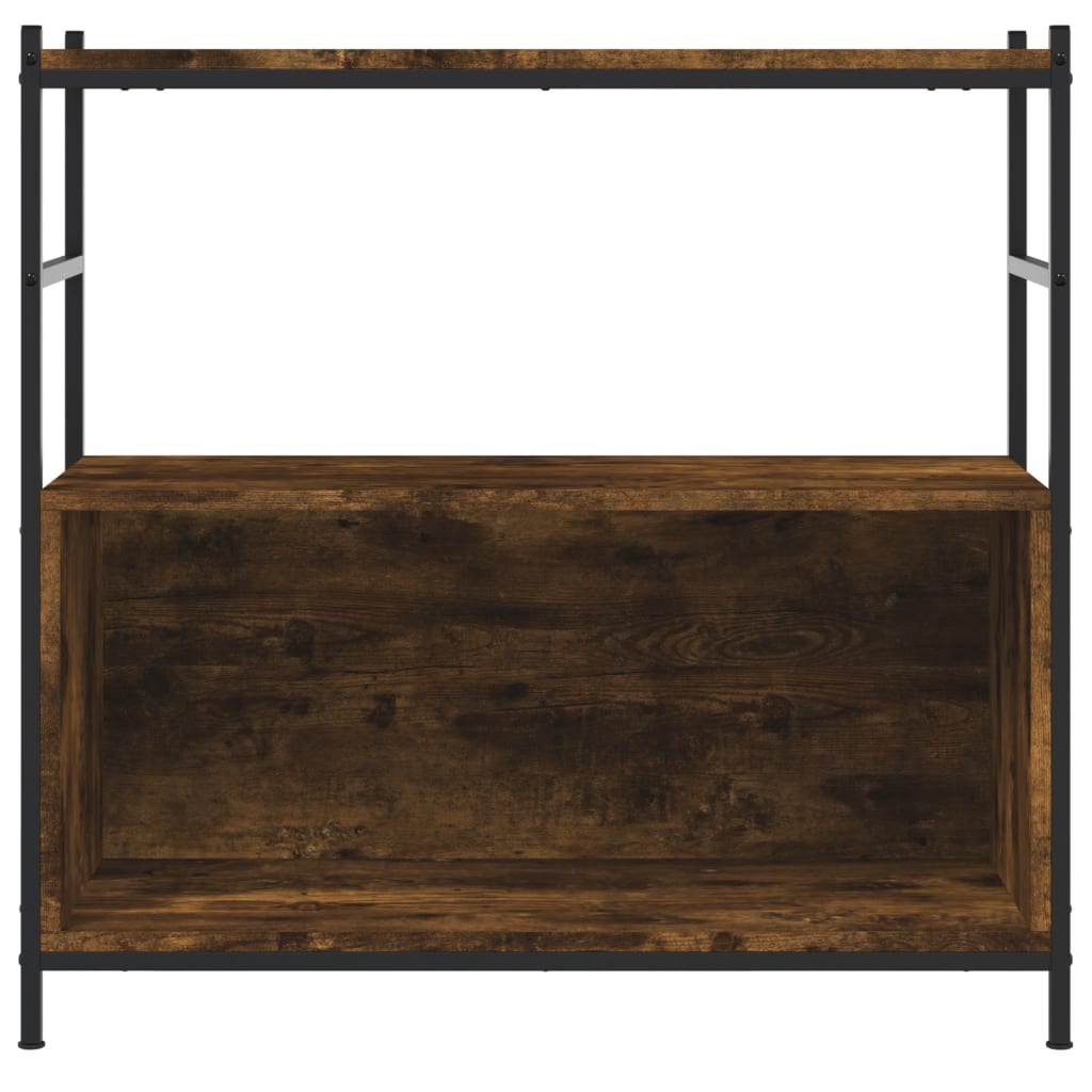 vidaXL Raft de cărți stejar afumat 80x30x78,5cm lemn prelucrat și fier vidaXL Raft de cărți stejar afumat 80x30x78,5cm lemn prelucrat și fier