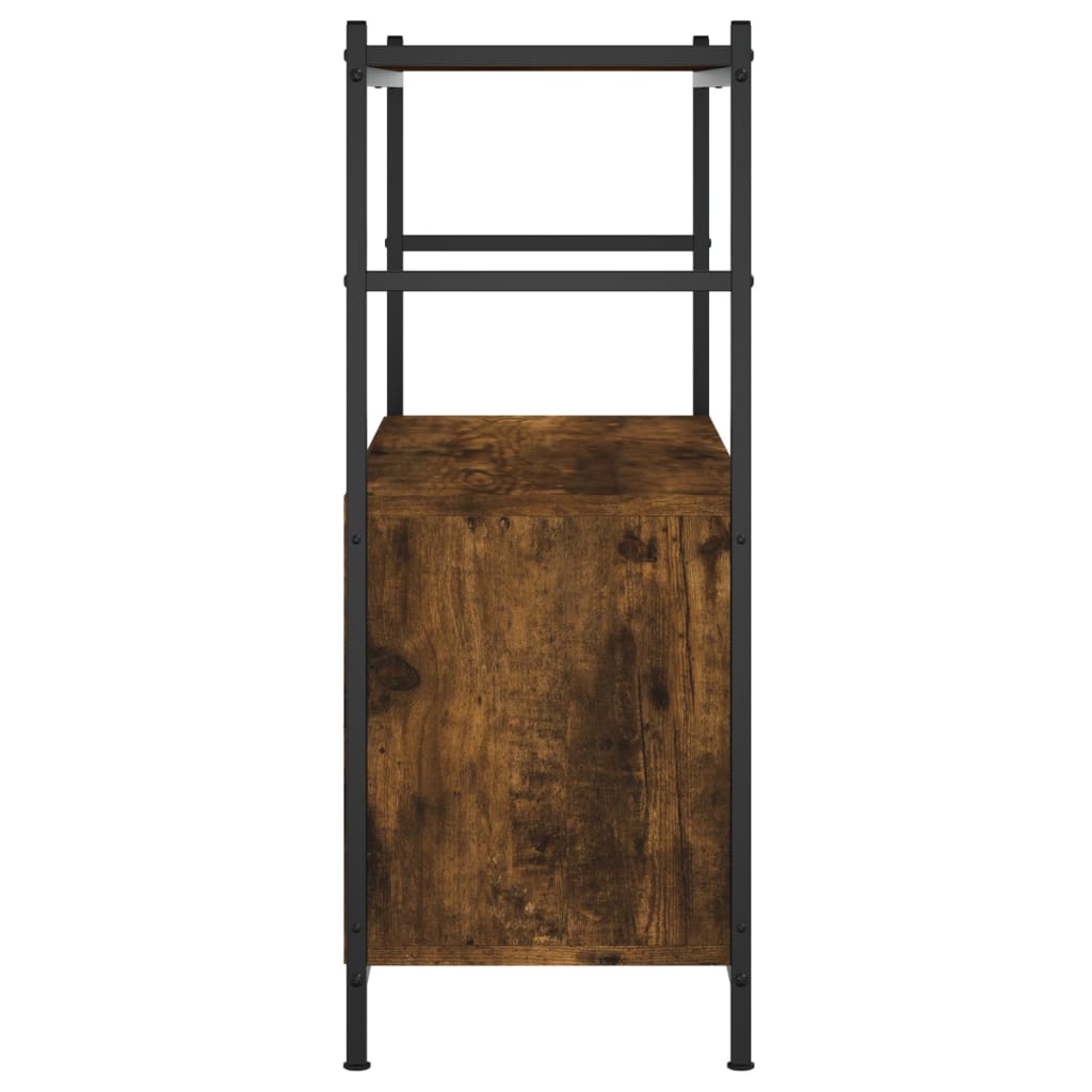 vidaXL Raft de cărți stejar afumat 80x30x78,5cm lemn prelucrat și fier vidaXL Raft de cărți stejar afumat 80x30x78,5cm lemn prelucrat și fier