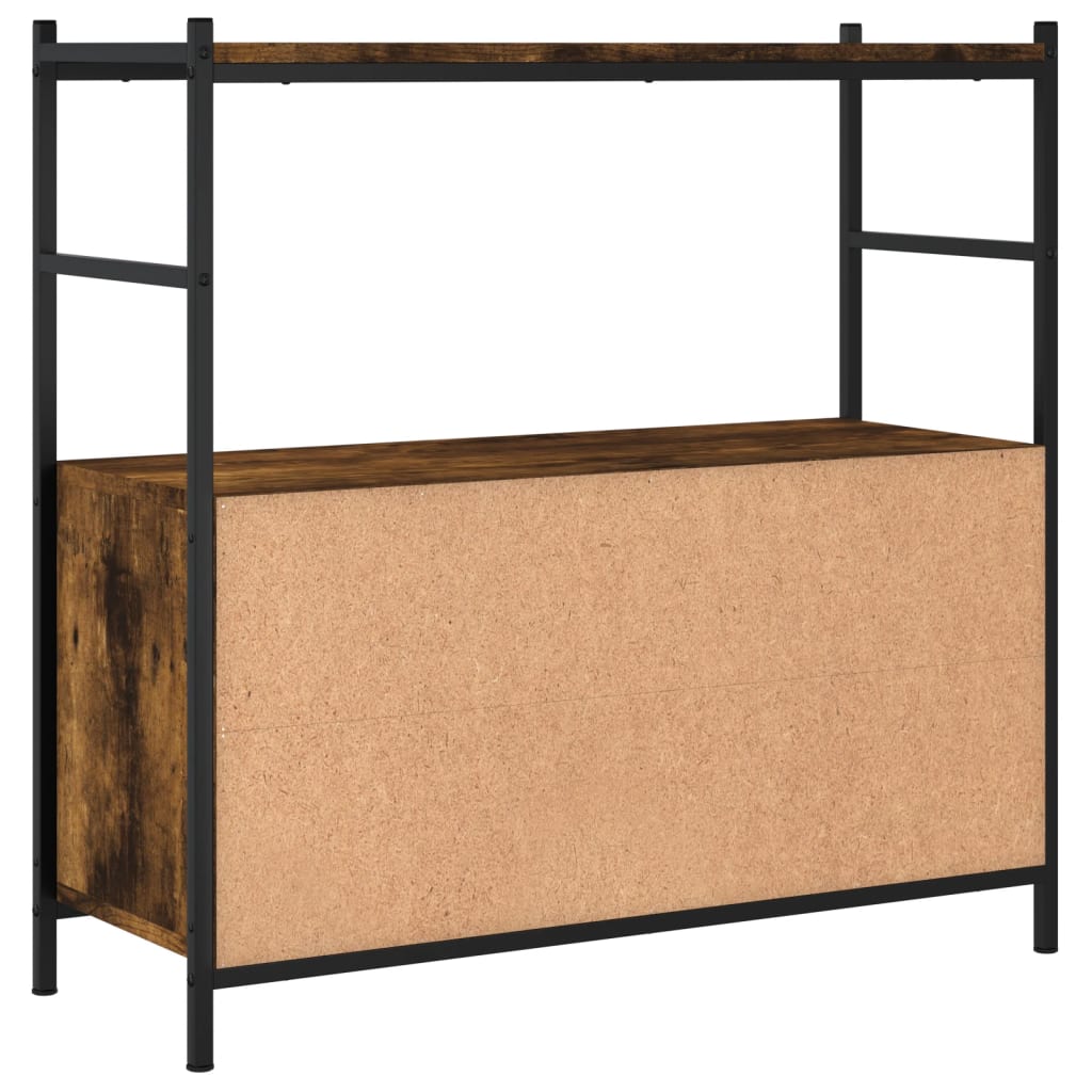 vidaXL Raft de cărți stejar afumat 80x30x78,5cm lemn prelucrat și fier vidaXL Raft de cărți stejar afumat 80x30x78,5cm lemn prelucrat și fier