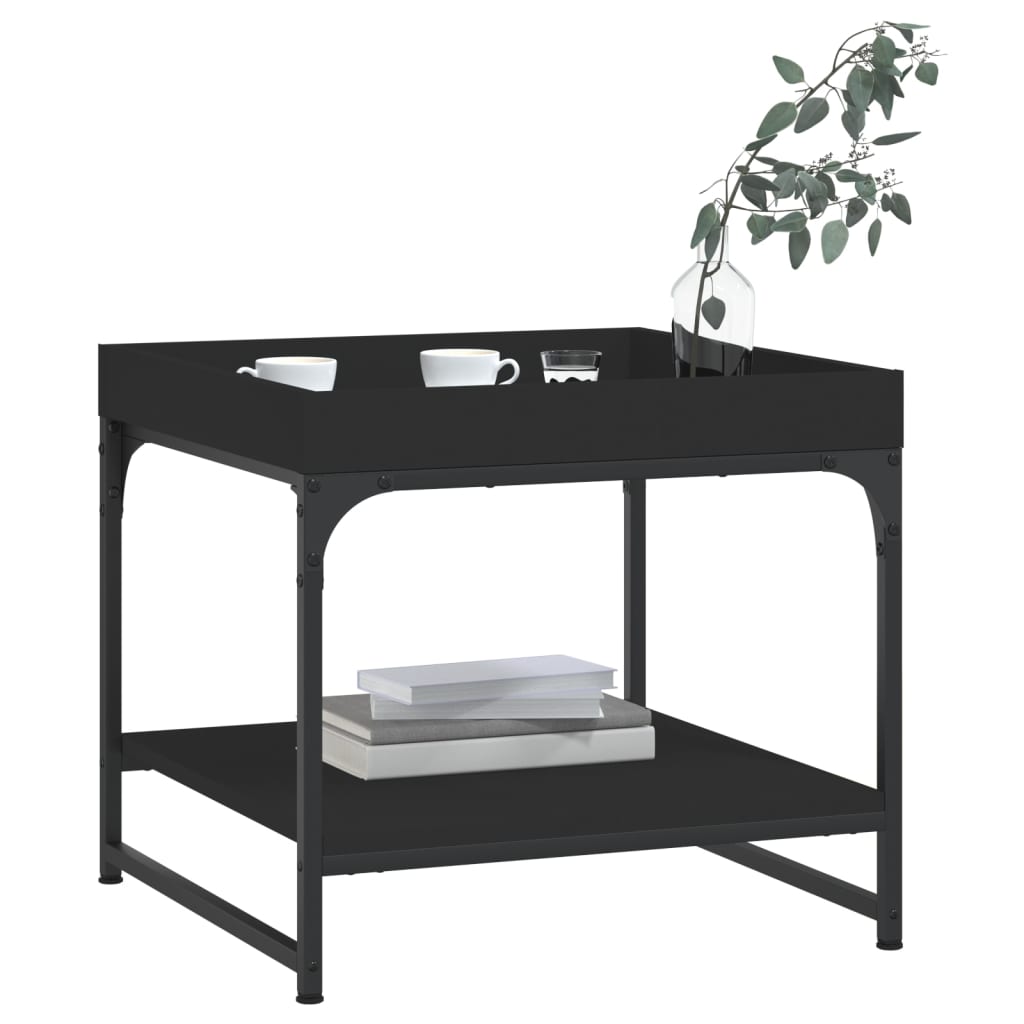 vidaXL Măsuță de cafea, negru, 49,5x49,5x45 cm, lemn prelucrat vidaXL Măsuță de cafea, negru, 49,5x49,5x45 cm, lemn prelucrat