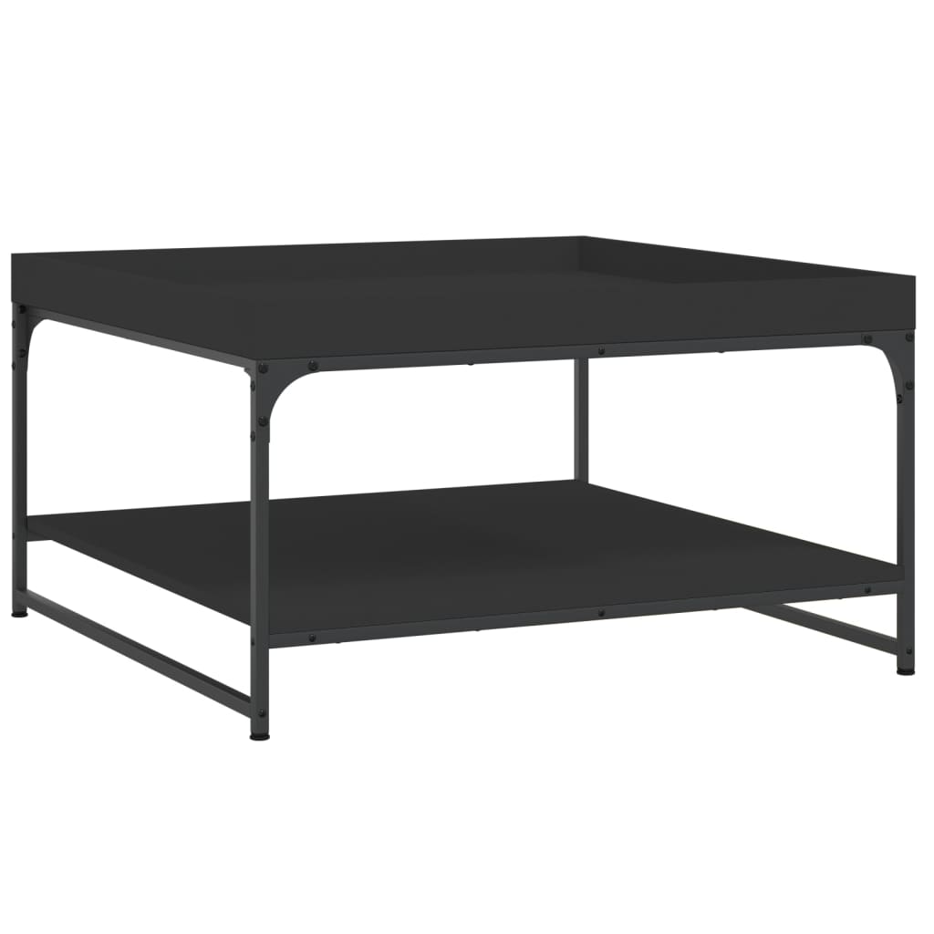 vidaXL Măsuță de cafea, negru, 80x80x45 cm, lemn prelucrat și fier vidaXL Măsuță de cafea, negru, 80x80x45 cm, lemn prelucrat și fier