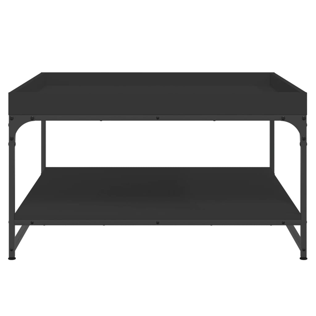 vidaXL Măsuță de cafea, negru, 80x80x45 cm, lemn prelucrat și fier vidaXL Măsuță de cafea, negru, 80x80x45 cm, lemn prelucrat și fier