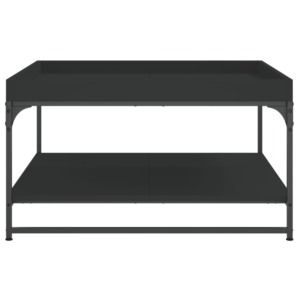 vidaXL Măsuță de cafea, negru, 80x80x45 cm, lemn prelucrat și fier vidaXL Măsuță de cafea, negru, 80x80x45 cm, lemn prelucrat și fier