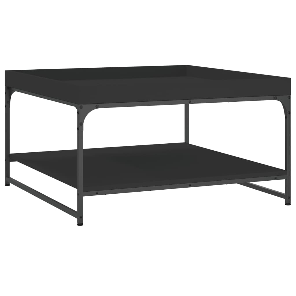 vidaXL Măsuță de cafea, negru, 80x80x45 cm, lemn prelucrat și fier vidaXL Măsuță de cafea, negru, 80x80x45 cm, lemn prelucrat și fier