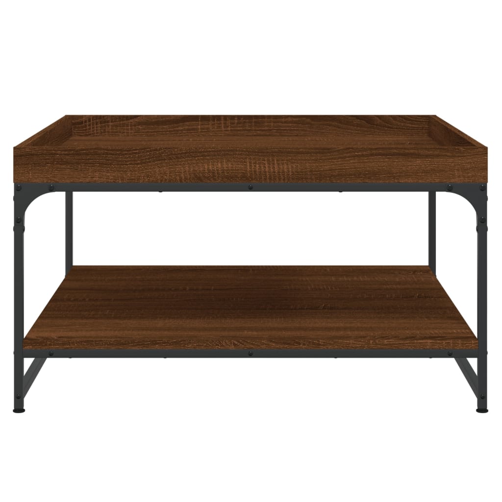 vidaXL Măsuță cafea, stejar maro, 80x80x45 cm lemn prelucrat și fier vidaXL Măsuță cafea, stejar maro, 80x80x45 cm lemn prelucrat și fier