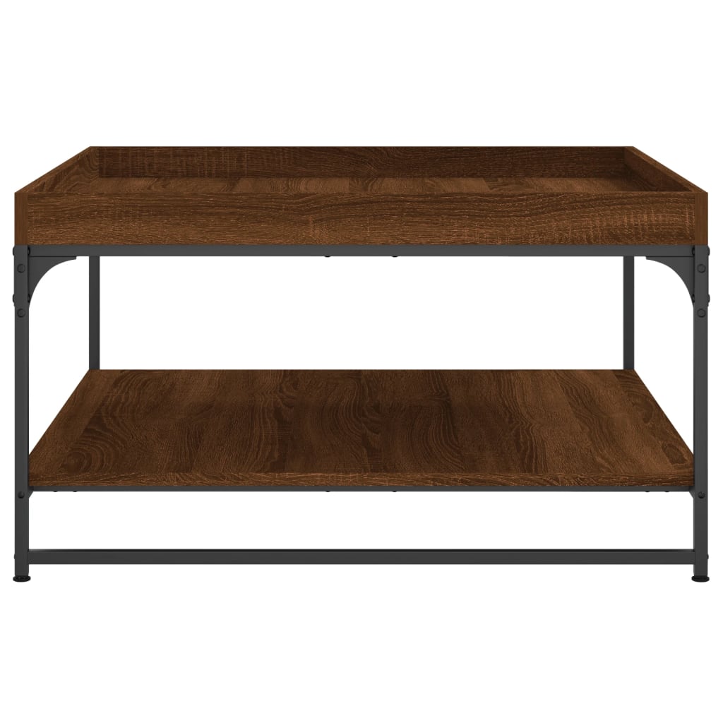 vidaXL Măsuță cafea, stejar maro, 80x80x45 cm lemn prelucrat și fier vidaXL Măsuță cafea, stejar maro, 80x80x45 cm lemn prelucrat și fier