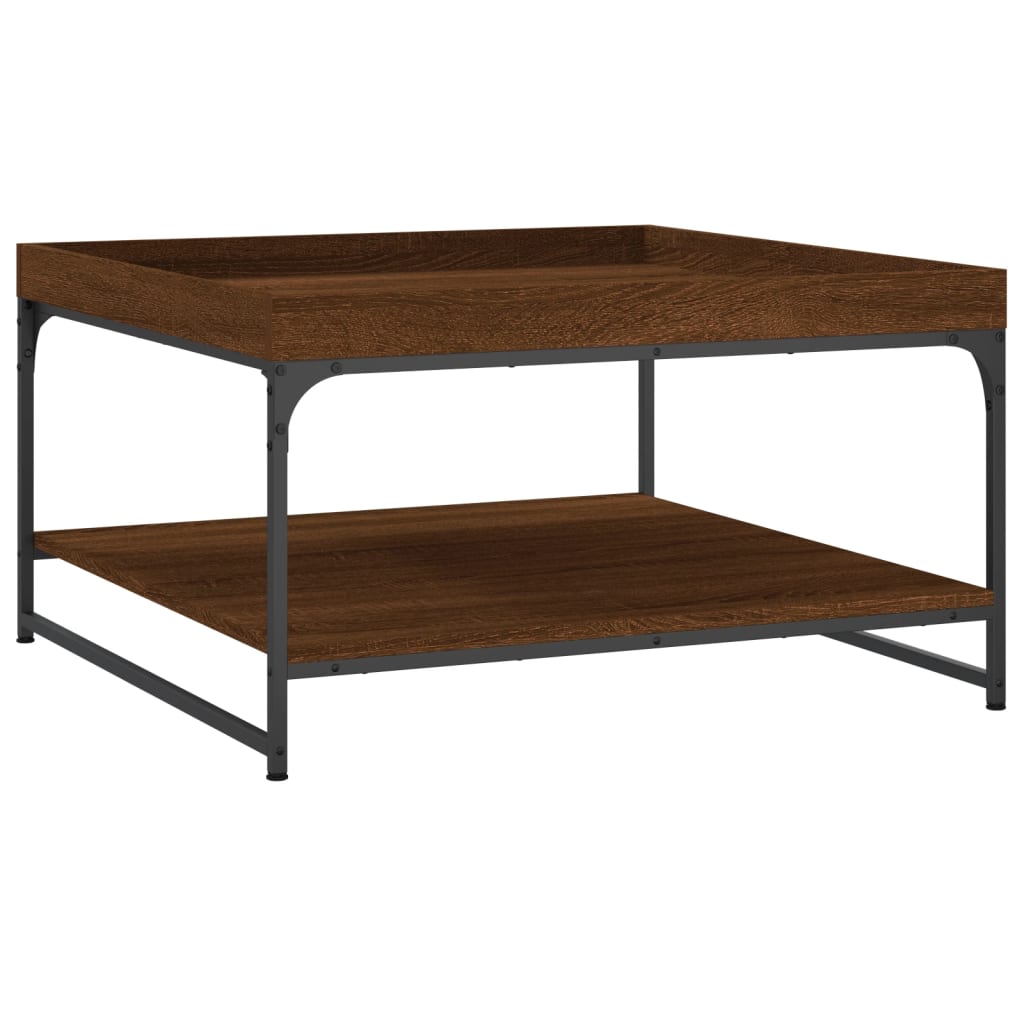 vidaXL Măsuță cafea, stejar maro, 80x80x45 cm lemn prelucrat și fier vidaXL Măsuță cafea, stejar maro, 80x80x45 cm lemn prelucrat și fier