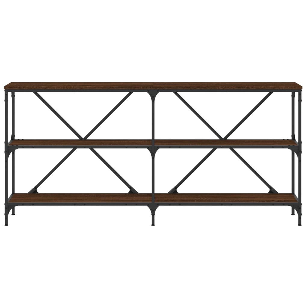 vidaXL Masă consolă stejar maro, 160x30x75 cm, lemn prelucrat și fier vidaXL Masă consolă stejar maro, 160x30x75 cm, lemn prelucrat și fier