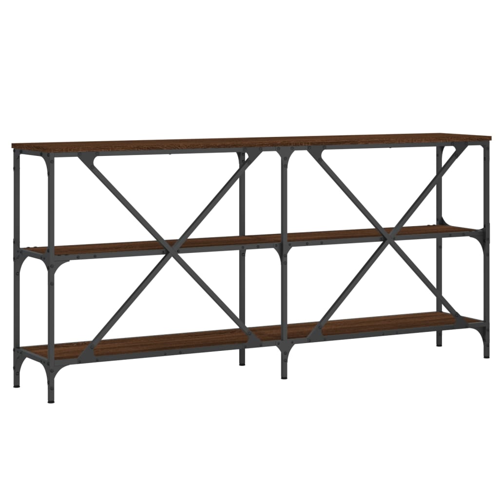 vidaXL Masă consolă stejar maro, 160x30x75 cm, lemn prelucrat și fier vidaXL Masă consolă stejar maro, 160x30x75 cm, lemn prelucrat și fier