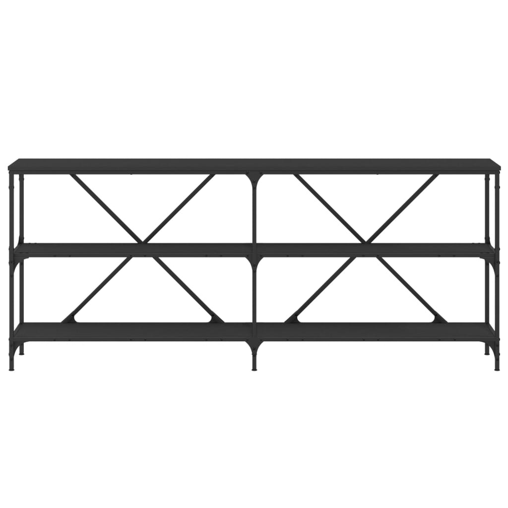vidaXL Masă consolă, negru, 180x30x75 cm, lemn prelucrat și fier