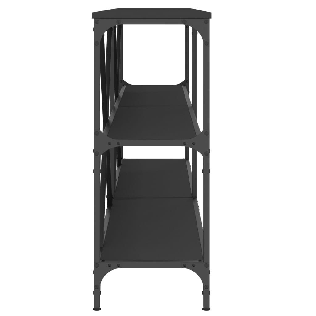 vidaXL Masă consolă, negru, 180x30x75 cm, lemn prelucrat și fier