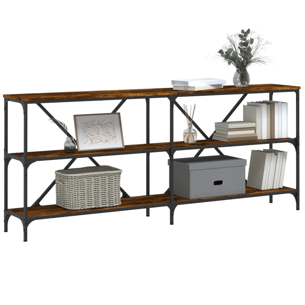 vidaXL Masă consolă stejar afumat 180x30x75 cm lemn prelucrat și fier