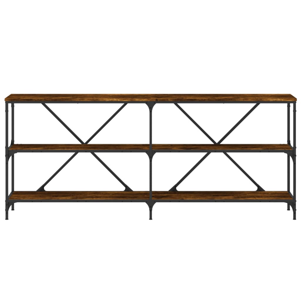 vidaXL Masă consolă stejar afumat 180x30x75 cm lemn prelucrat și fier