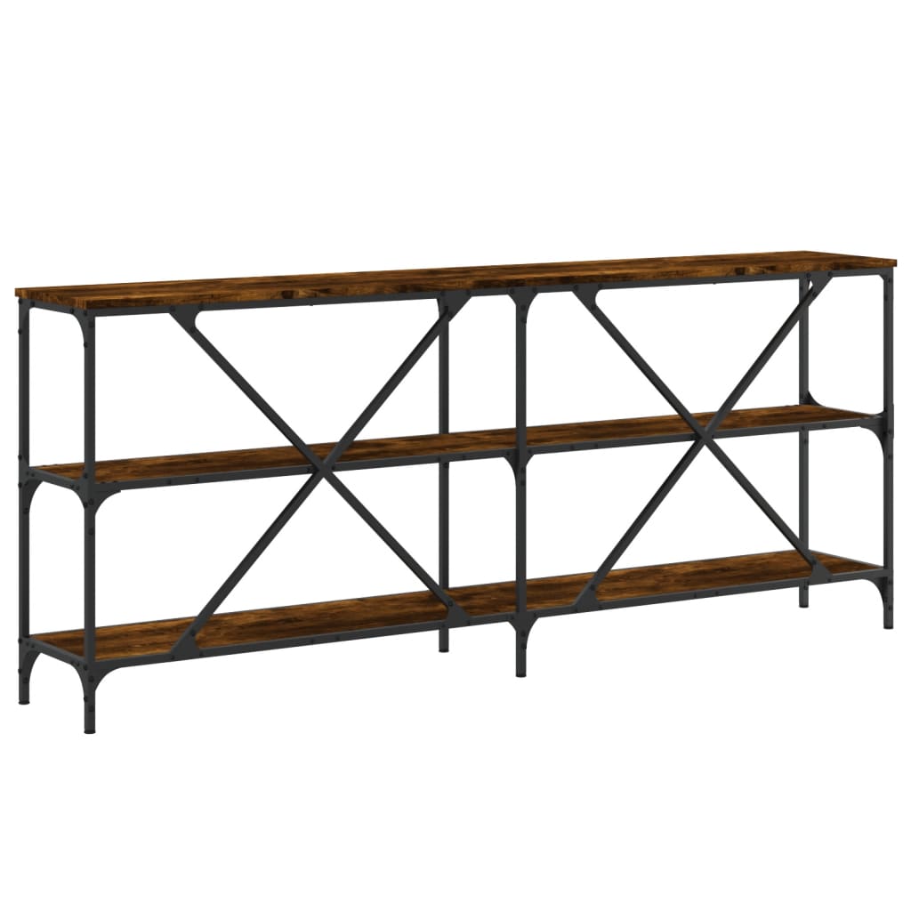 vidaXL Masă consolă stejar afumat 180x30x75 cm lemn prelucrat și fier