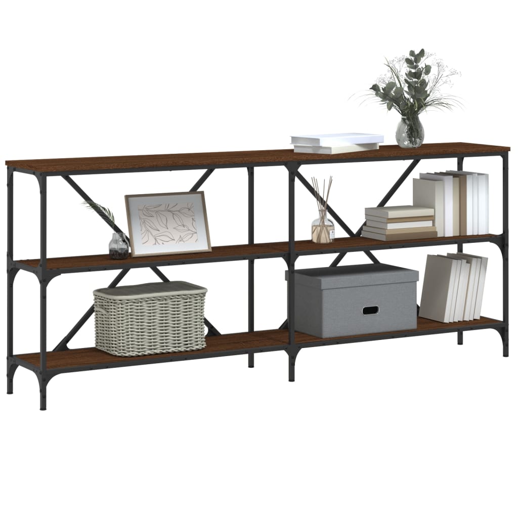 vidaXL Masă consolă stejar maro 180x30x75 cm lemn prelucrat și fier vidaXL Masă consolă stejar maro 180x30x75 cm lemn prelucrat și fier