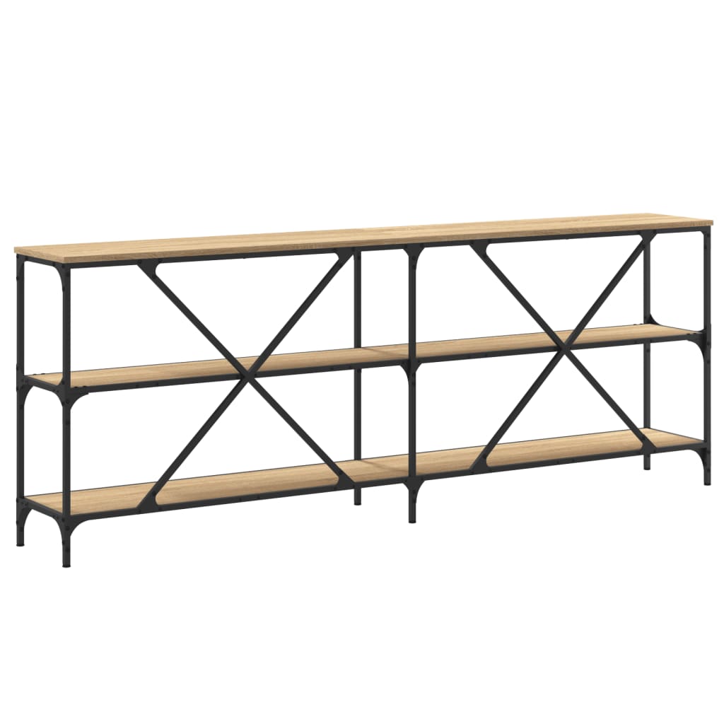 vidaXL Masă consolă stejar sonoma 200x30x75 cm lemn prelucrat și fier vidaXL Masă consolă stejar sonoma 200x30x75 cm lemn prelucrat și fier