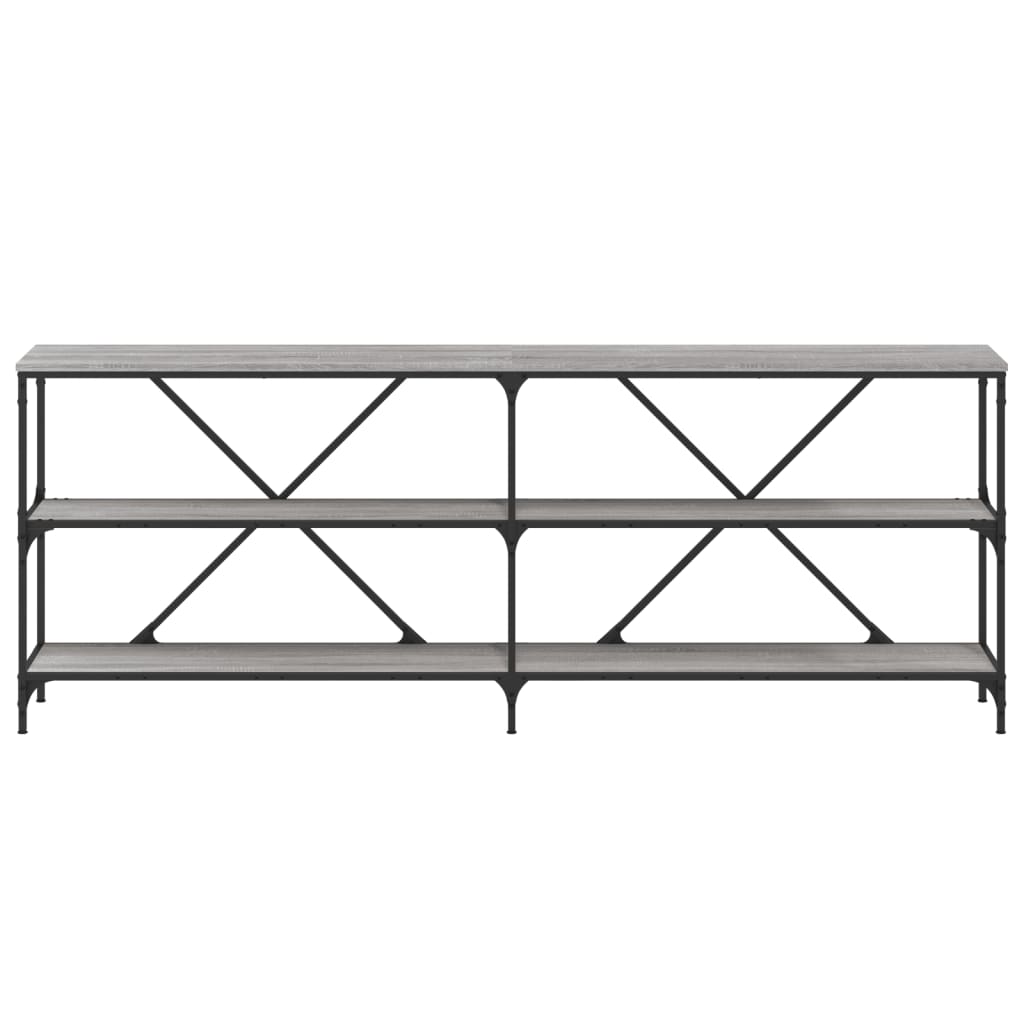 vidaXL Masă consolă, gri sonoma, 200x30x75 cm lemn prelucrat și fier