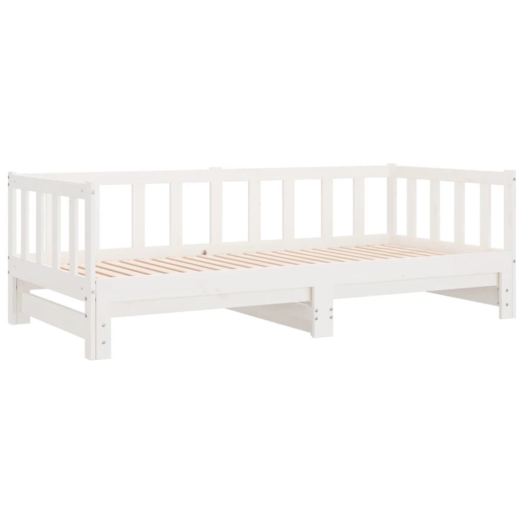 vidaXL Pat de zi extensibil, alb, 2x(90x200) cm, lemn masiv de pin