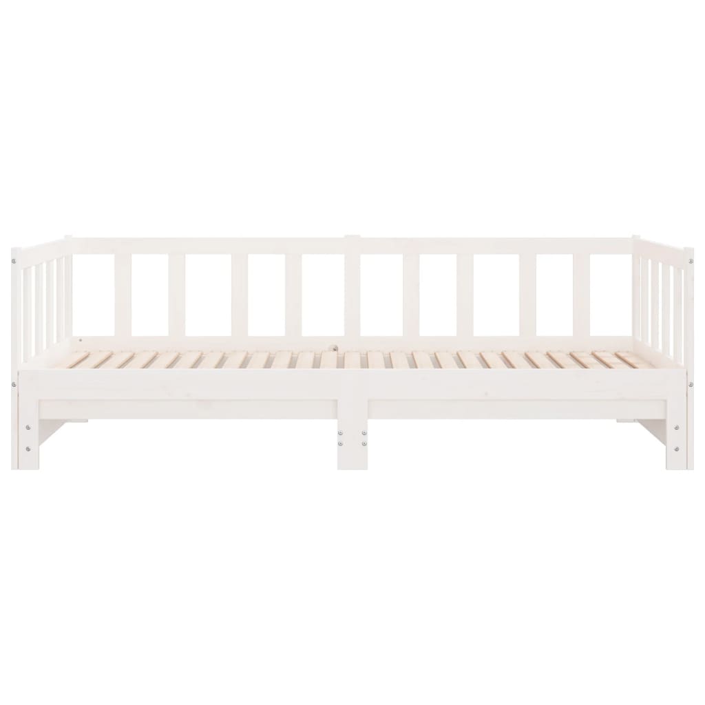 vidaXL Pat de zi extensibil, alb, 2x(90x200) cm, lemn masiv de pin