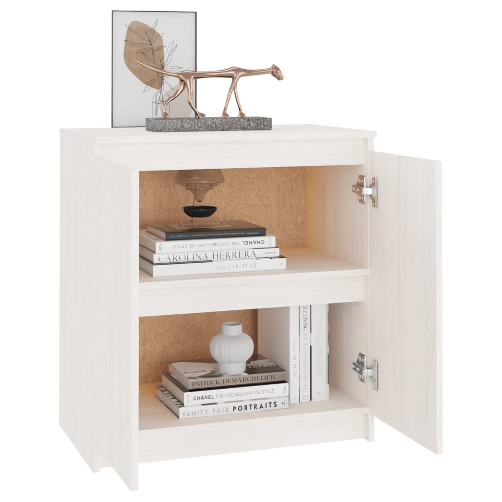 vidaXL Dulap lateral, alb, 60x36x65 cm, lemn masiv de pin