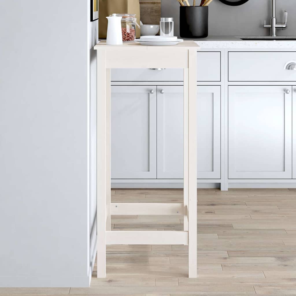 vidaXL Masă de bar, alb, 50x50x110 cm, lemn masiv de pin vidaXL Masă de bar, alb, 50x50x110 cm, lemn masiv de pin