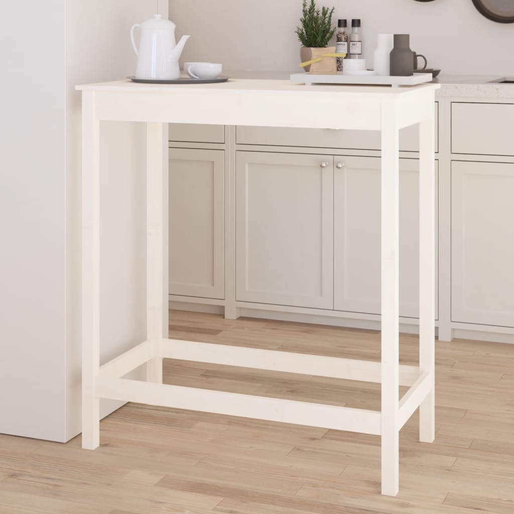 vidaXL Masă de bar, alb, 100x50x110 cm, lemn masiv de pin vidaXL Masă de bar, alb, 100x50x110 cm, lemn masiv de pin
