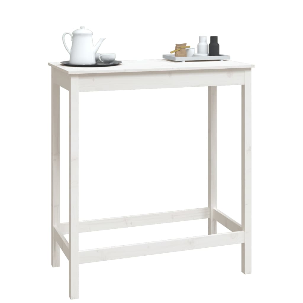 vidaXL Masă de bar, alb, 100x50x110 cm, lemn masiv de pin vidaXL Masă de bar, alb, 100x50x110 cm, lemn masiv de pin