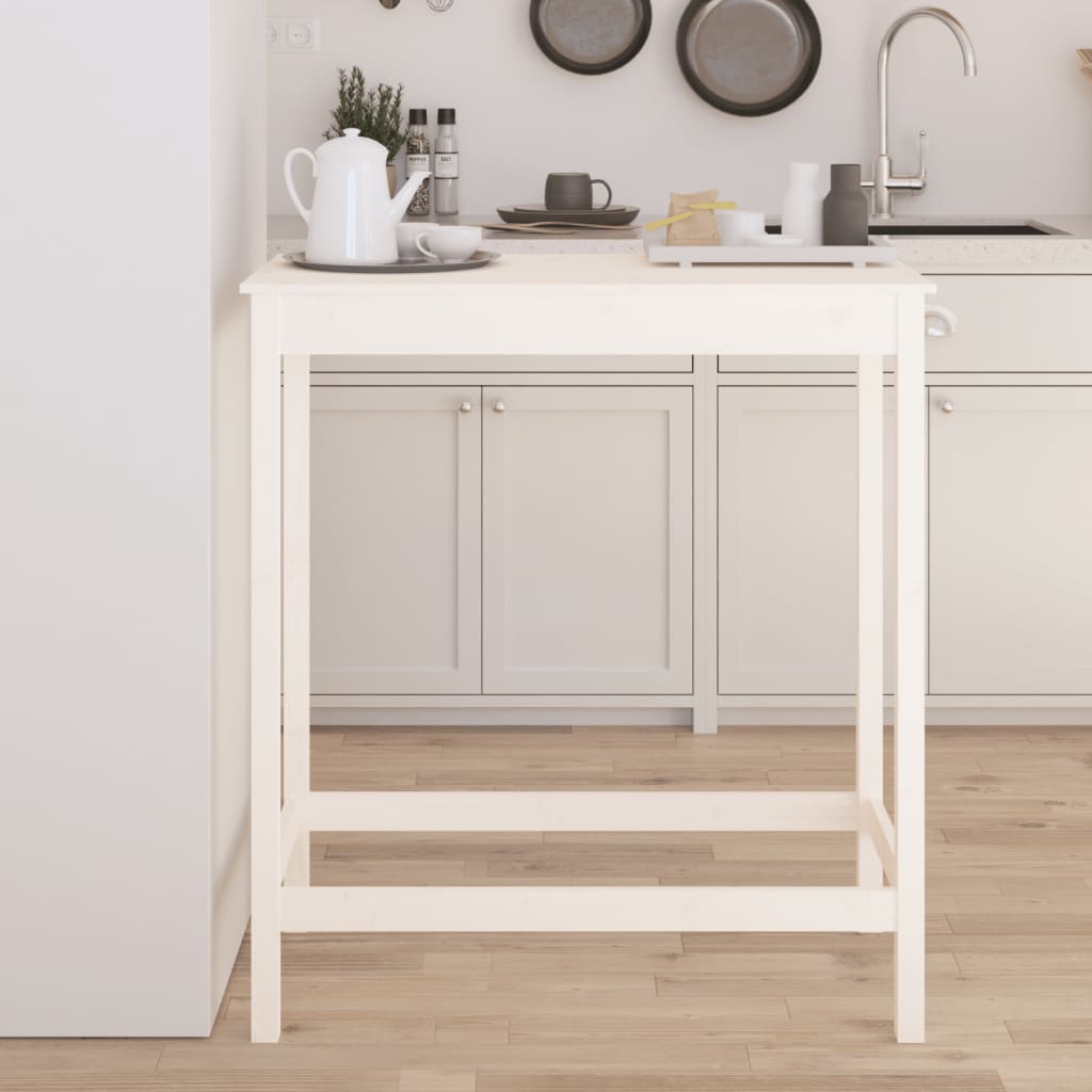 vidaXL Masă de bar, alb, 100x50x110 cm, lemn masiv de pin vidaXL Masă de bar, alb, 100x50x110 cm, lemn masiv de pin