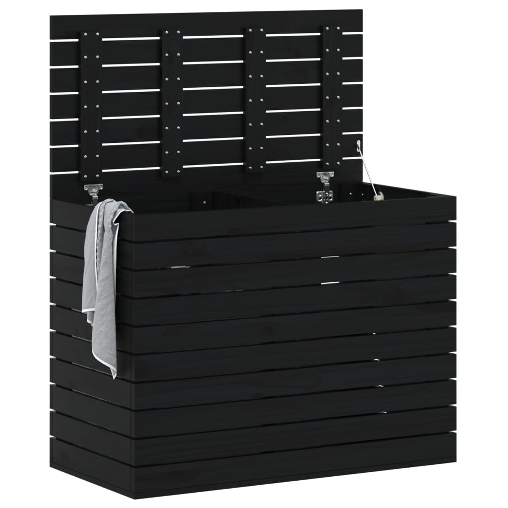 vidaXL Coș de rufe, negru, 88,5x44x66 cm, lemn masiv de pin vidaXL Coș de rufe, negru, 88,5x44x66 cm, lemn masiv de pin