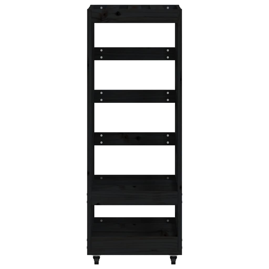 vidaXL Suport de bușteni cu roți, negru, 40x49x110 cm, lemn masiv pin vidaXL Suport de bușteni cu roți, negru, 40x49x110 cm, lemn masiv pin