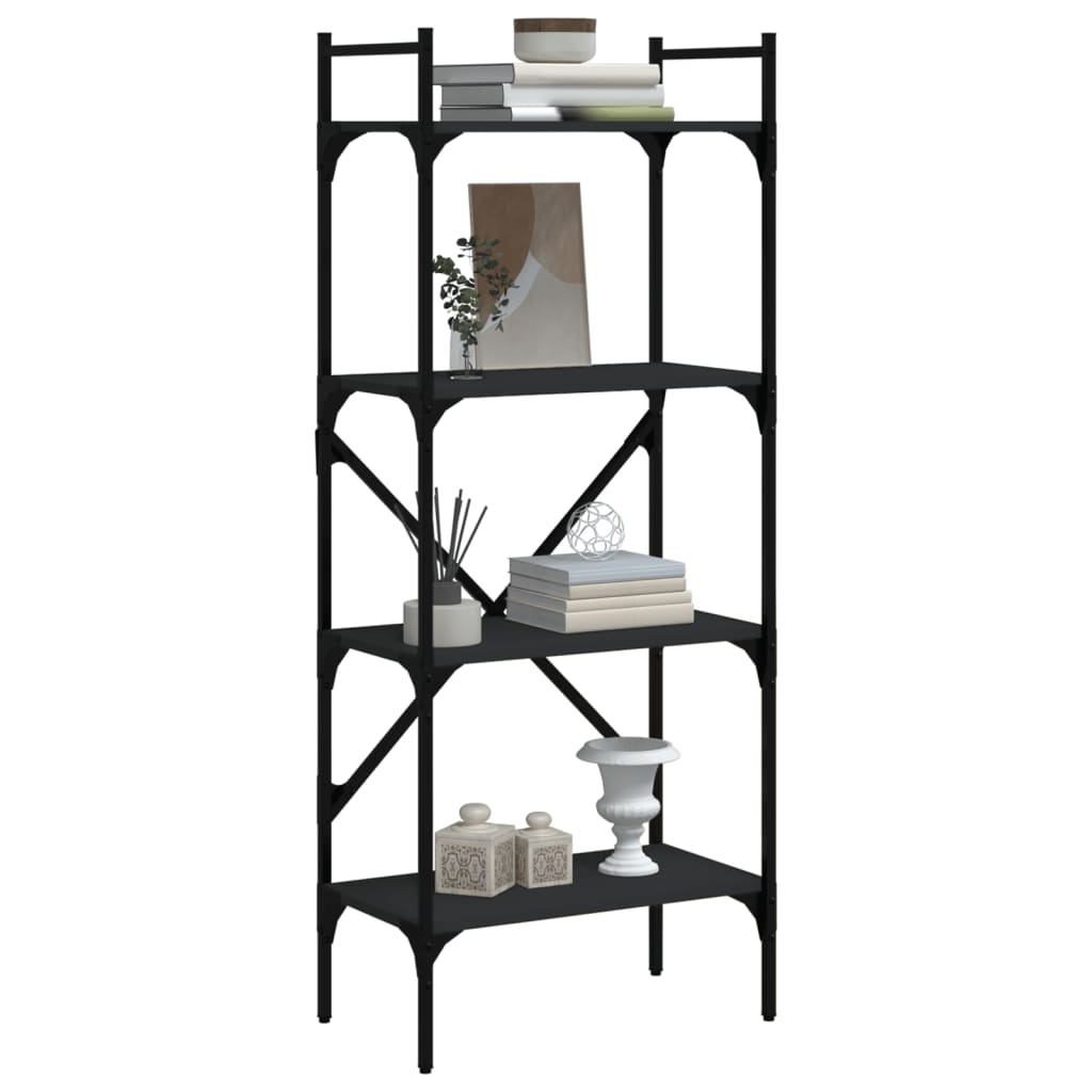 vidaXL Bibliotecă cu 4 niveluri, negru, 56x31,5x138,5 cm lemn compozit vidaXL Bibliotecă cu 4 niveluri, negru, 56x31,5x138,5 cm lemn compozit