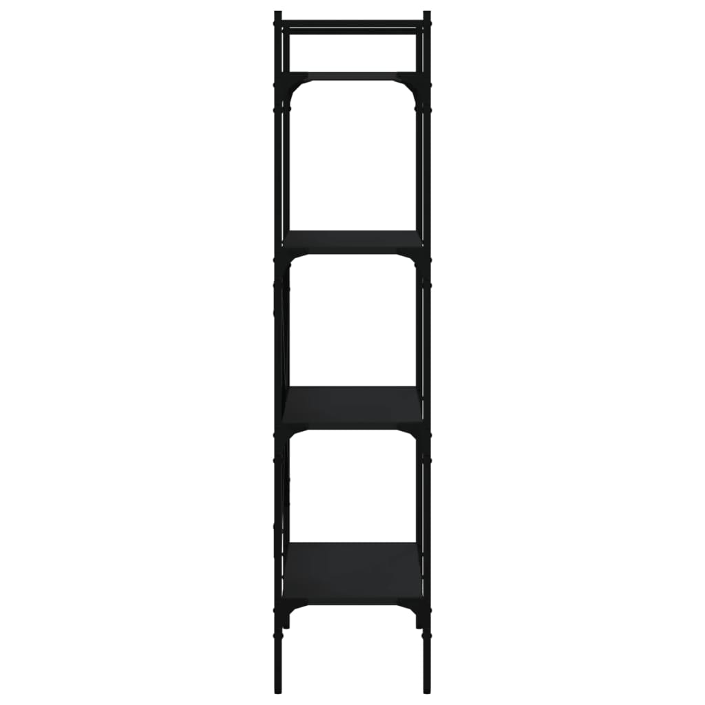vidaXL Bibliotecă cu 4 niveluri, negru, 56x31,5x138,5 cm lemn compozit vidaXL Bibliotecă cu 4 niveluri, negru, 56x31,5x138,5 cm lemn compozit