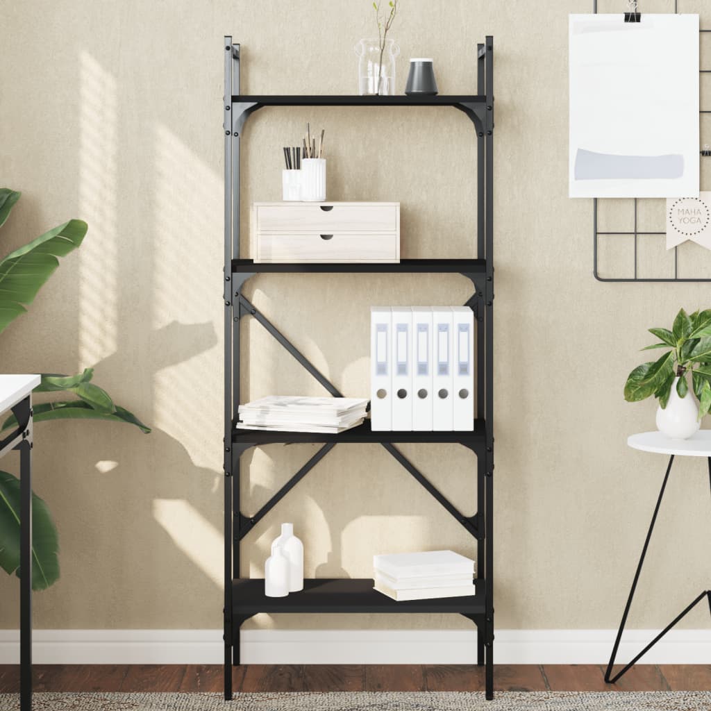 vidaXL Bibliotecă cu 4 niveluri, negru, 56x31,5x138,5 cm lemn compozit vidaXL Bibliotecă cu 4 niveluri, negru, 56x31,5x138,5 cm lemn compozit