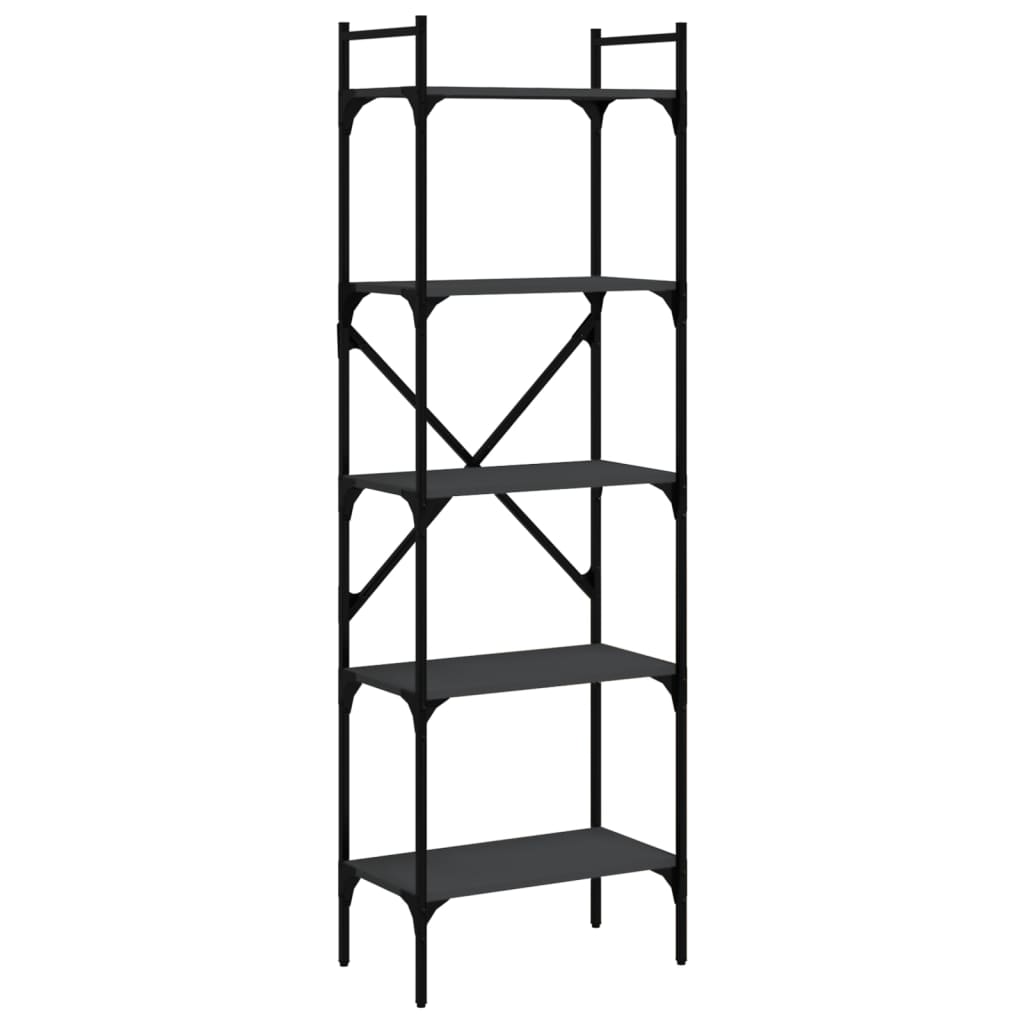 vidaXL Bibliotecă cu 5 niveluri, negru, 56x31,5x174 cm, lemn prelucrat vidaXL Bibliotecă cu 5 niveluri, negru, 56x31,5x174 cm, lemn prelucrat