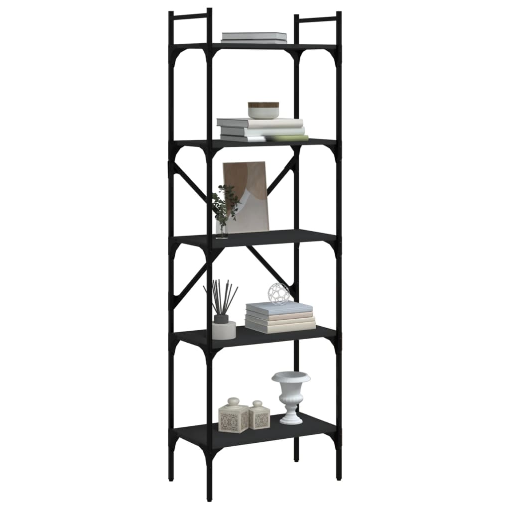 vidaXL Bibliotecă cu 5 niveluri, negru, 56x31,5x174 cm, lemn prelucrat vidaXL Bibliotecă cu 5 niveluri, negru, 56x31,5x174 cm, lemn prelucrat