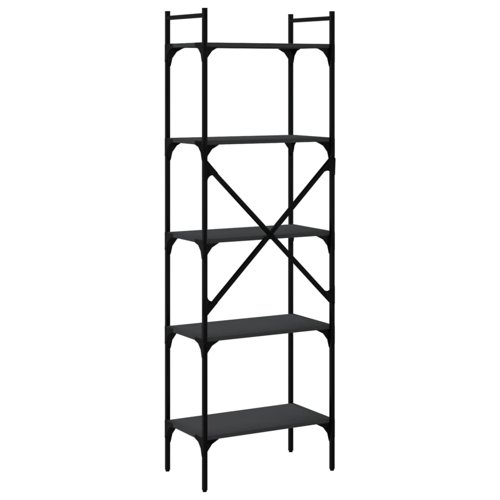 vidaXL Bibliotecă cu 5 niveluri, negru, 56x31,5x174 cm, lemn prelucrat vidaXL Bibliotecă cu 5 niveluri, negru, 56x31,5x174 cm, lemn prelucrat