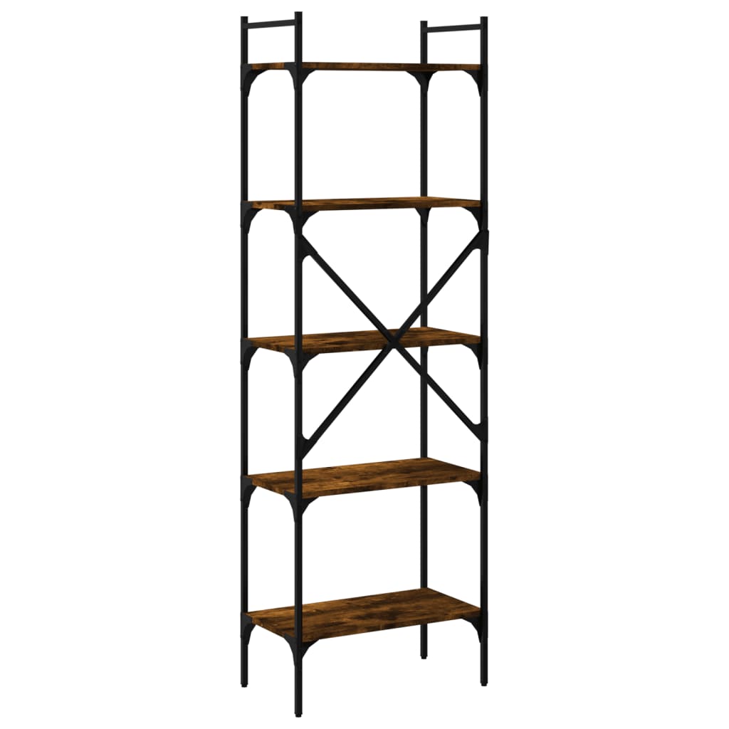 vidaXL Bibliotecă cu 5 niveluri, stejar fumuriu, 56x31,5x174 cm, lemn